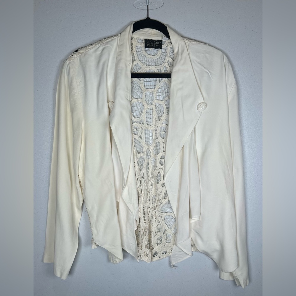 Vintage 90’s Wild Rose Cream Jacket with Lace Detail on the Back. Coquette.
